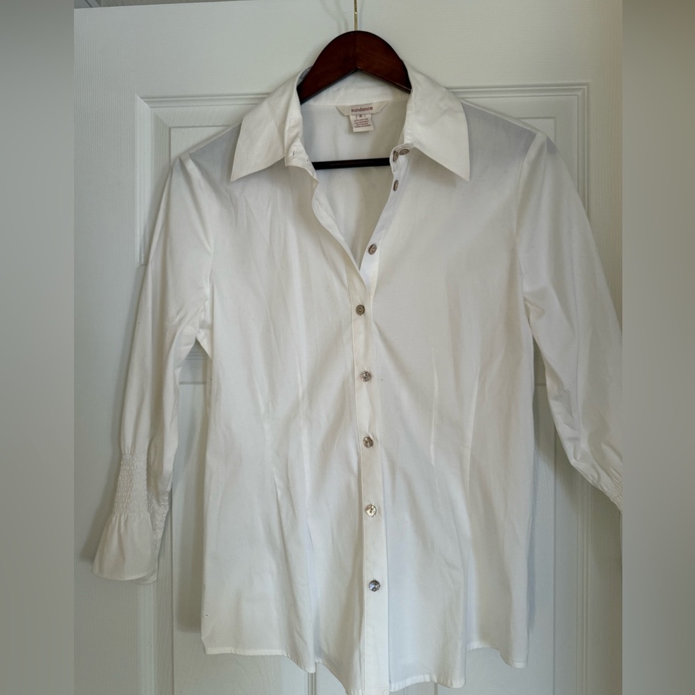 Sundance White Button-Up Blouse